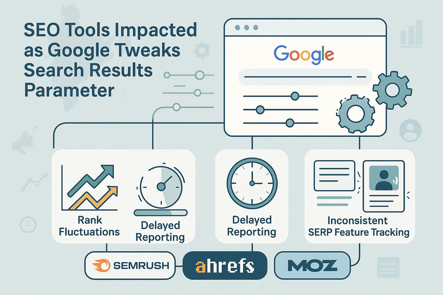 Impact of Google Search Parameter Update on SEO tools causing rank fluctuations, delayed reporting, and SERP errors.