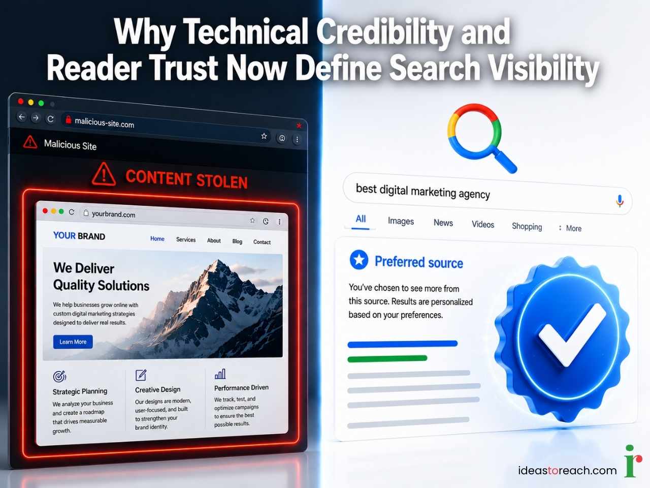 AI Overview optimization and search intent tracking strategy displayed on a laptop screen, showing content hubs, topic clusters, structured data, and AI visibility metrics for modern SEO and digital marketing.