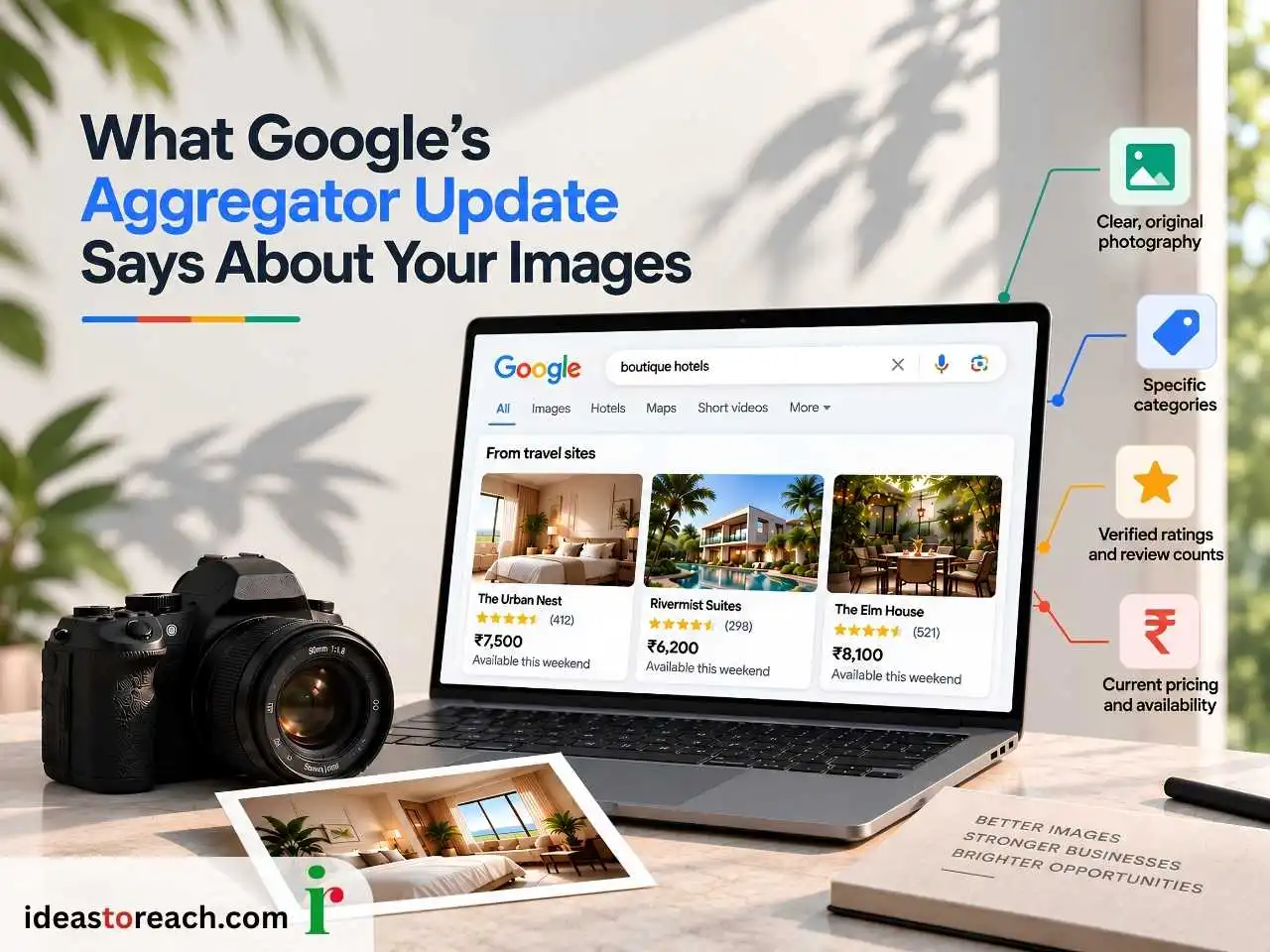 Image showing Google’s aggregator update with original business images, categories, reviews and pricing