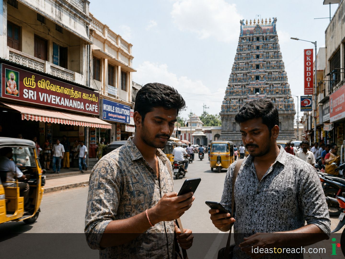 Real-time AI search results on mobile screens in Chennai, illustrating the impact of generative engine optimization and local SEO for businesses in India